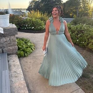 Hello Molly Sage Green Pleated Wedding Dress